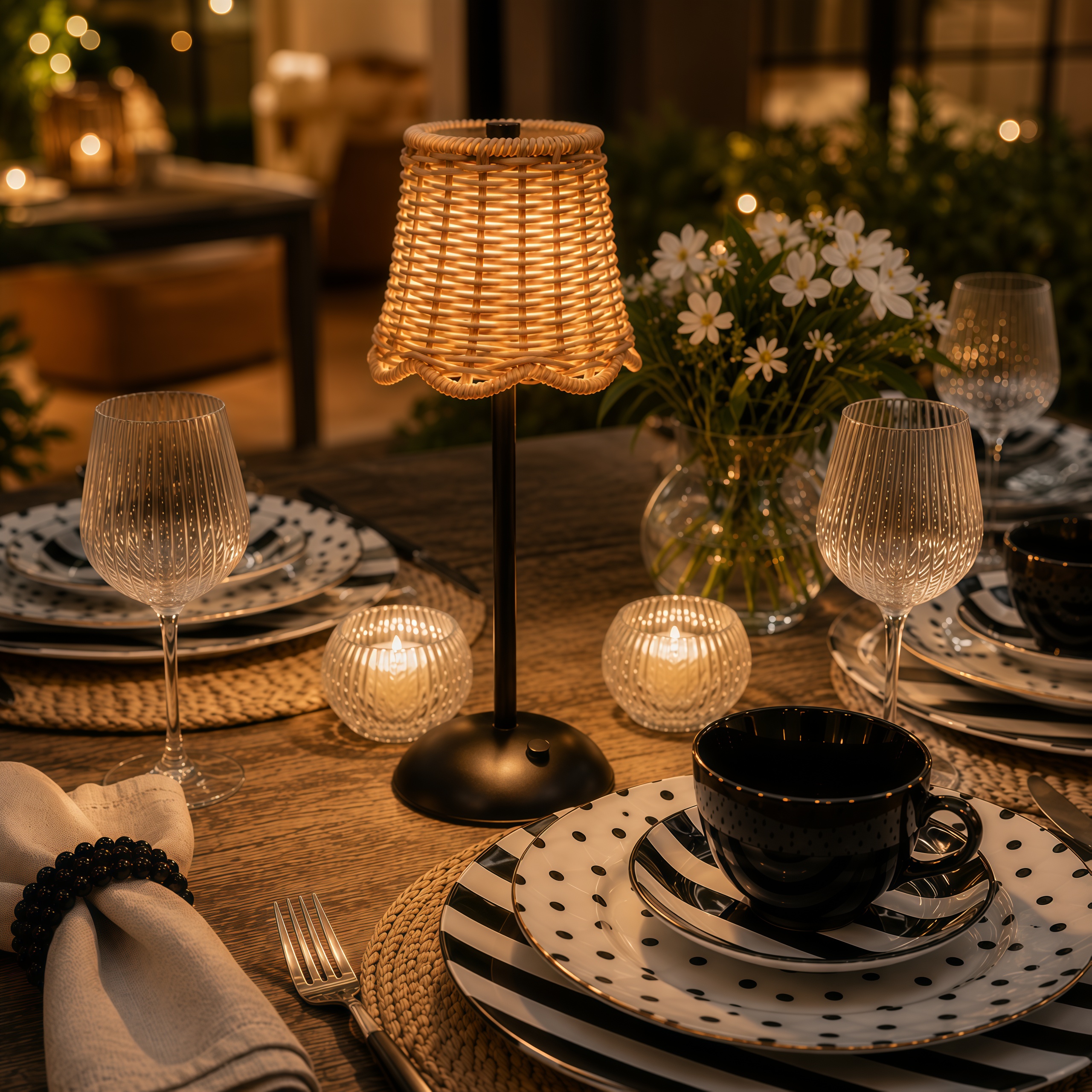 Luminária de Mesa Led 3 Tons Usb Wolff Lagoon Preta