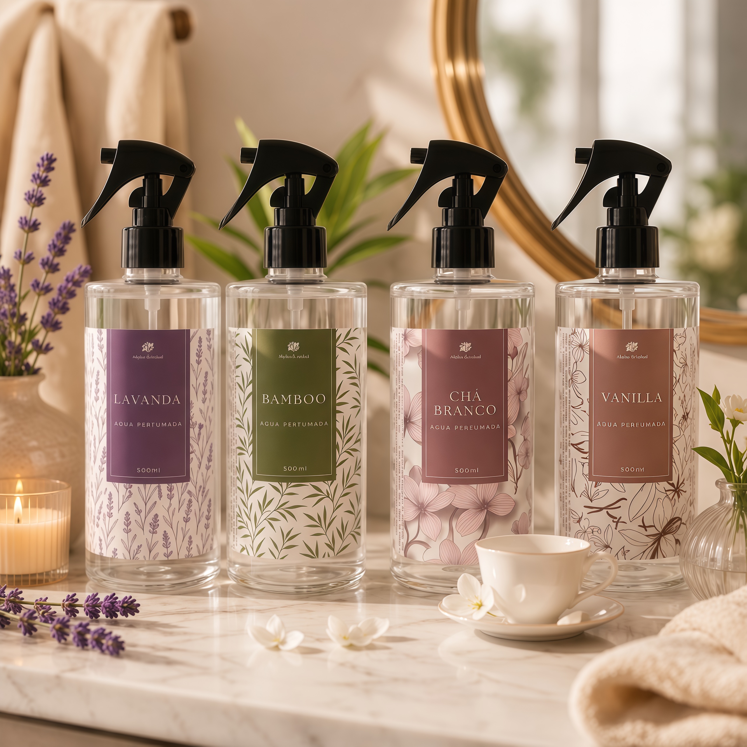 Água Perfumada 500ml Para Lençóis, Roupas e Tecidos + Borrifador