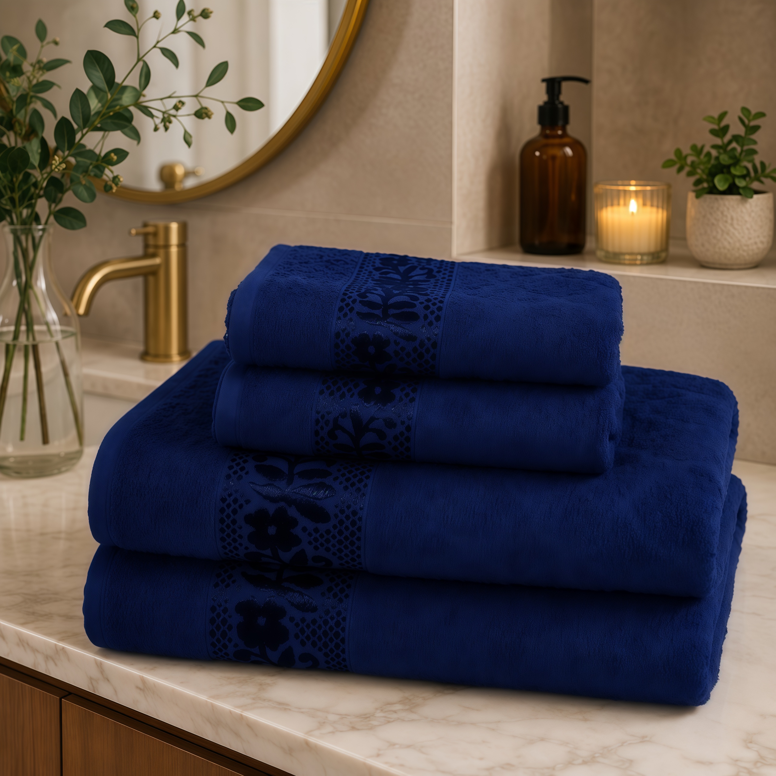 Kit 4 Toalhas Luxo Flabom 2 Banho + 2 Rosto 100% Algodão Premium Alta Absorção e Toque Aveludado