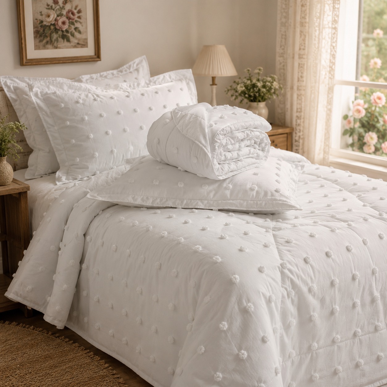 Cobre Leito Pompom Blogueira Solteiro Casal Queen King 300 Fios Acetinado 3 Peças