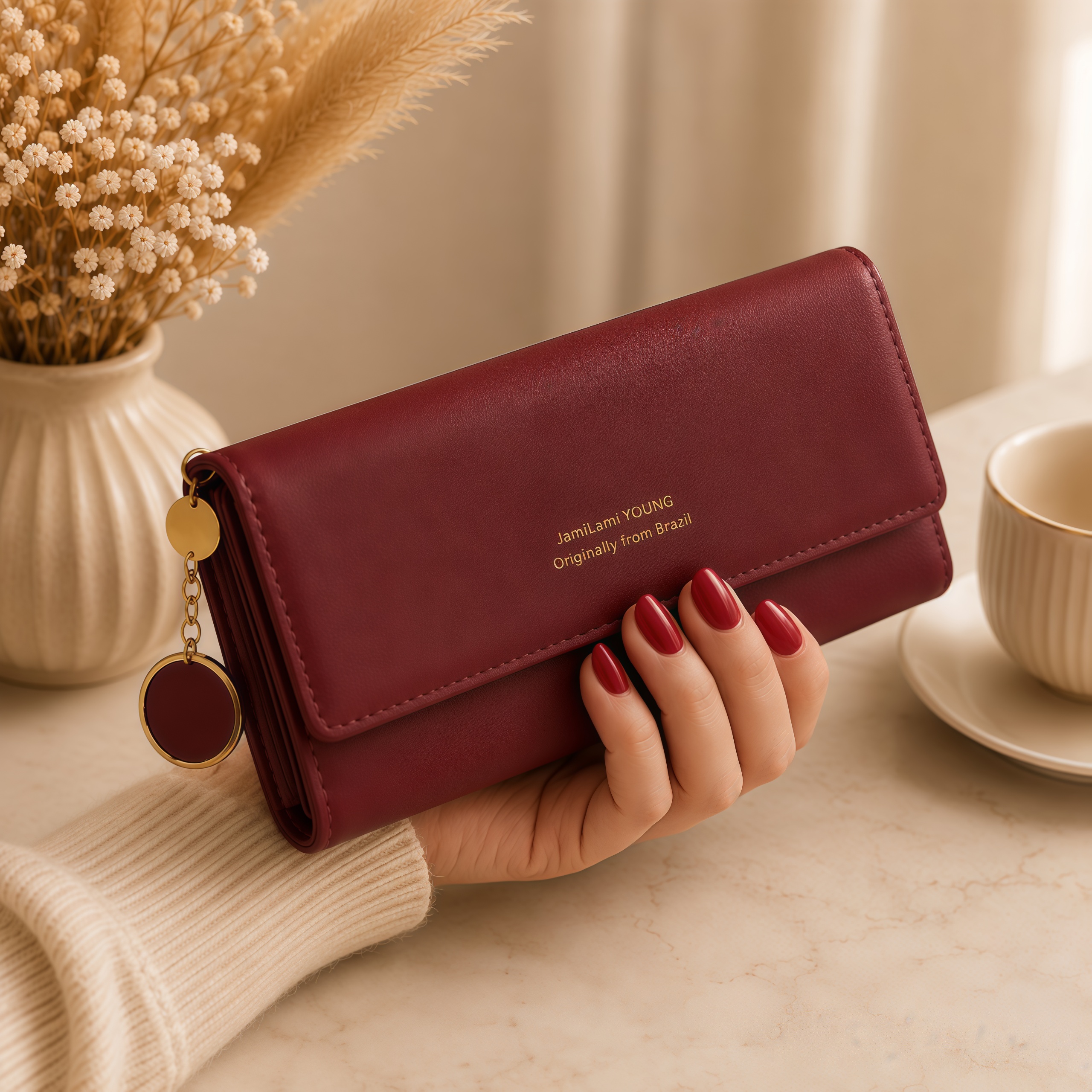 Carteira Comprida Multiuso Feminina / Porta-Cartão com Fivela / Bolsa Fashion