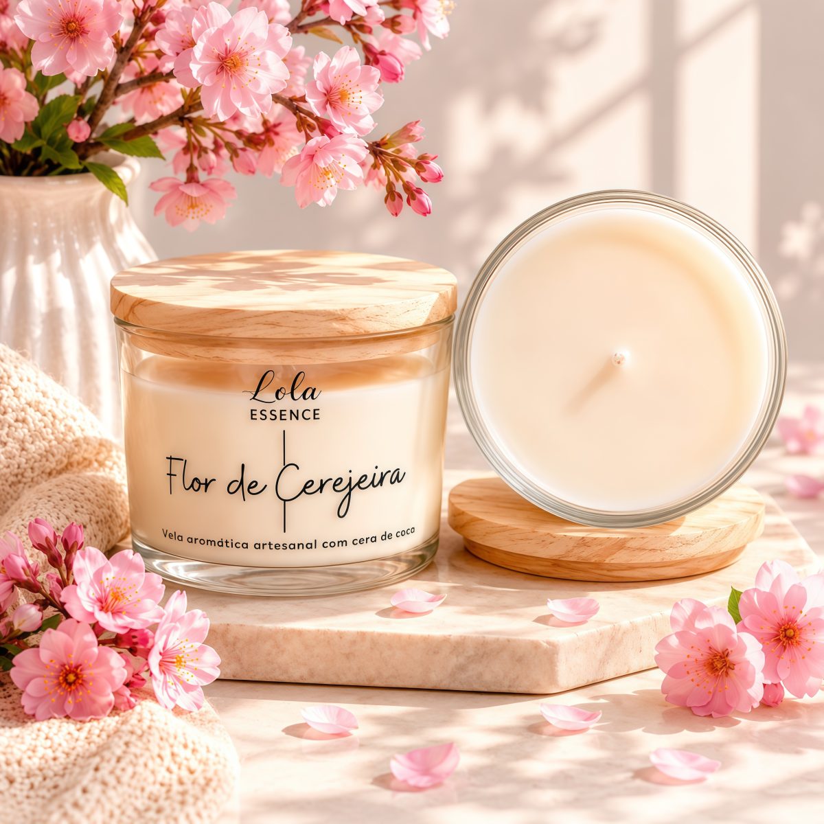 Vela Aromática Perfumada Artesanal PREMIUM 110g – Vários Aromas - Tampa de Madeira e Decorativa