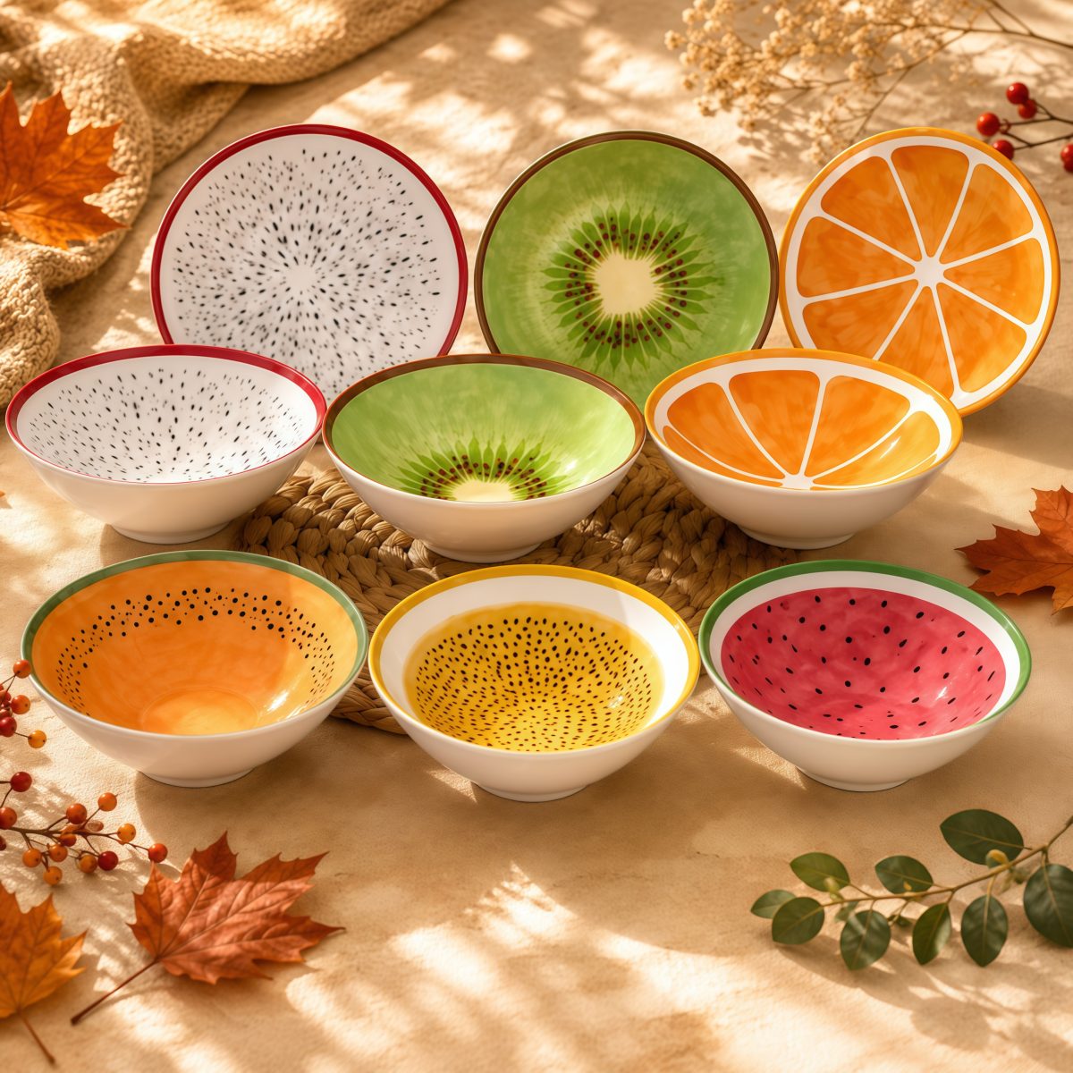Conjunto 6 Bowls Decorados Salada De Frutas 300ml