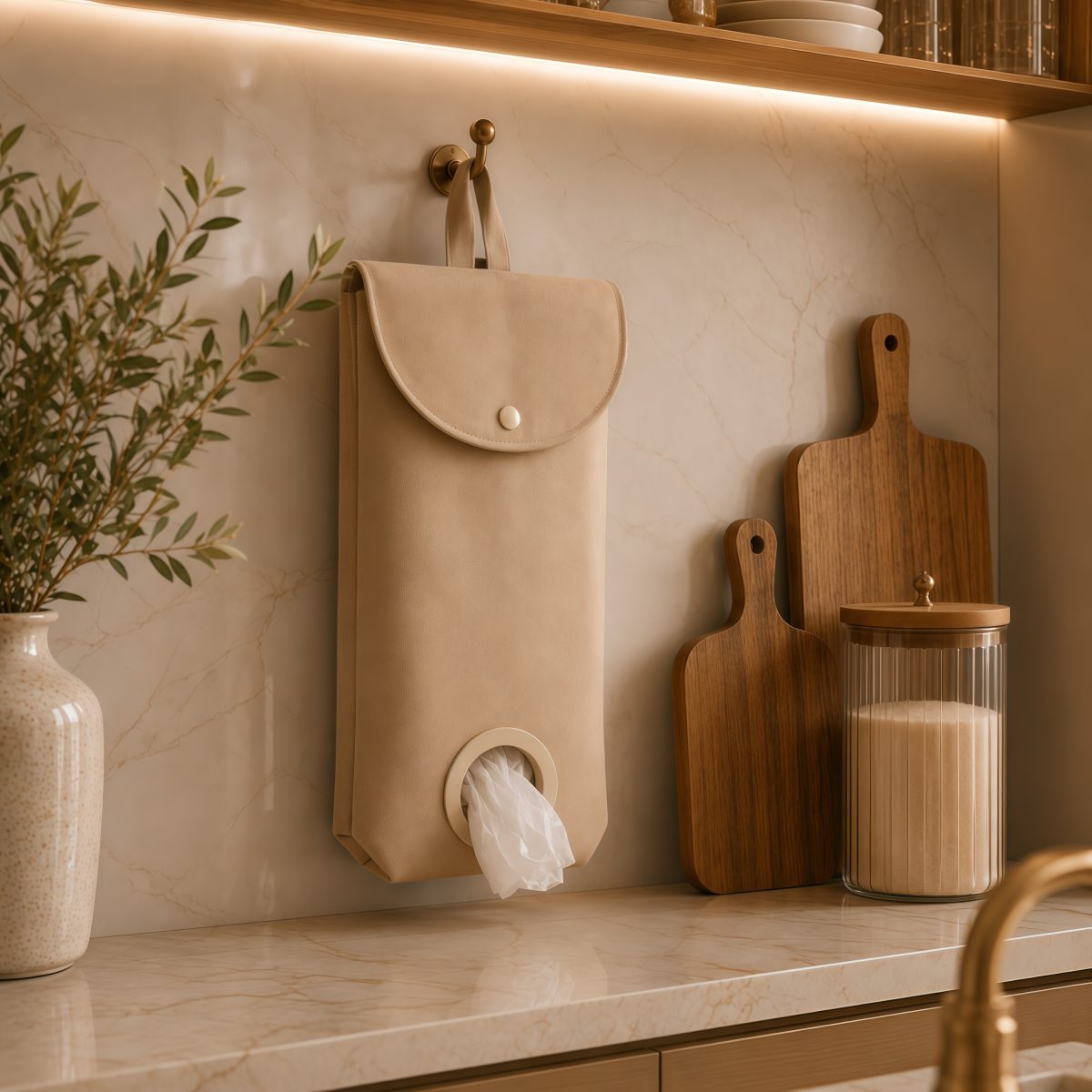 Puxa saco cozinha ,porta sacolas organizador moderno minimalista funcional em tecido feito a mão.