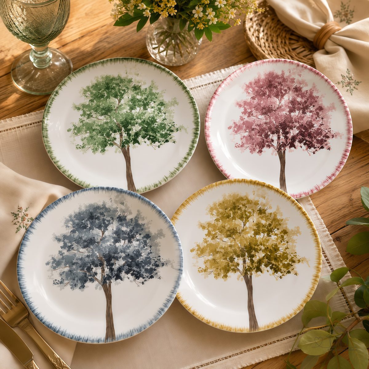 Conjunto de 4 Pratos de Sobremesa Albero Scalla
