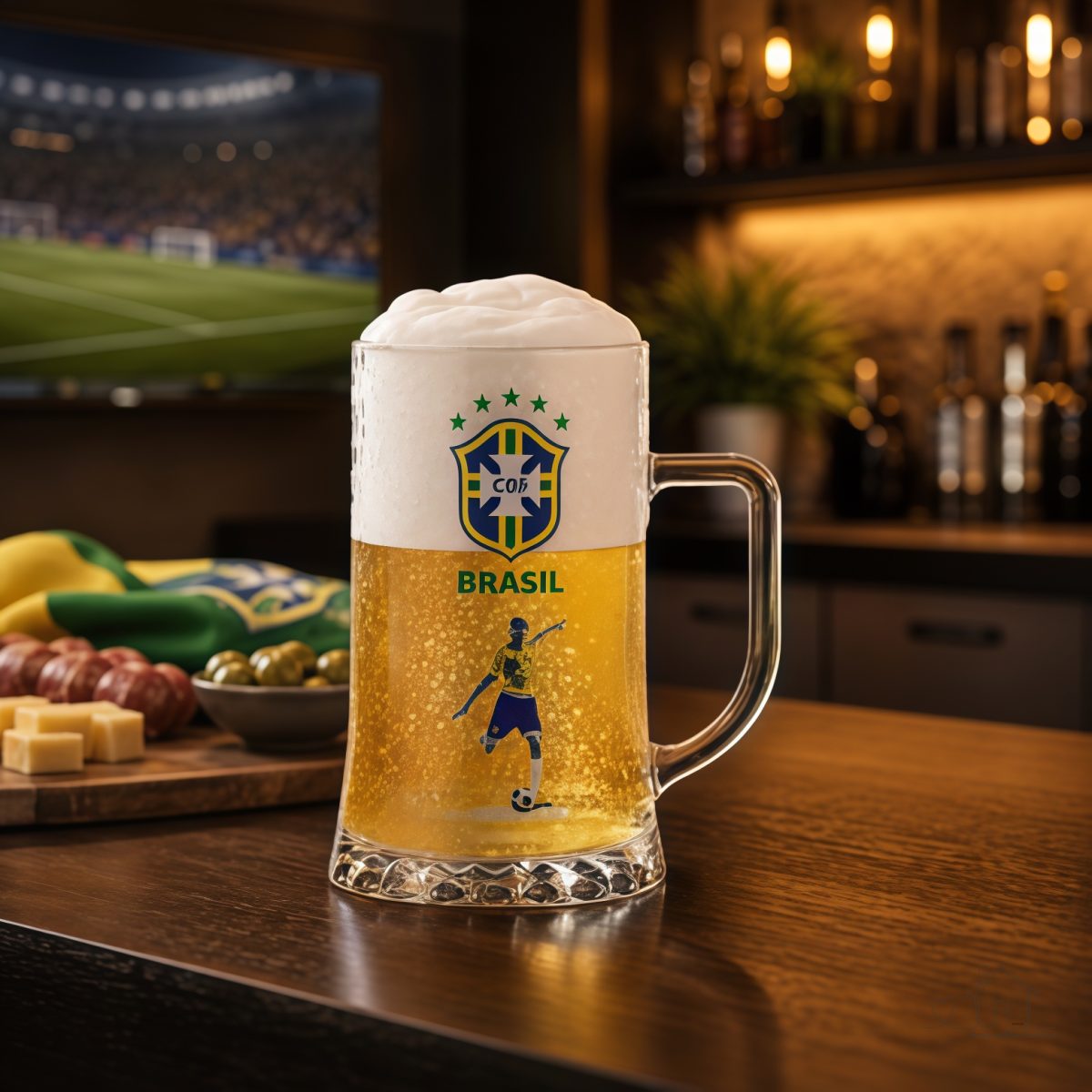 Caneca Cerveja/ Chopp Licenciada Seleção Brasileira - Transparente
