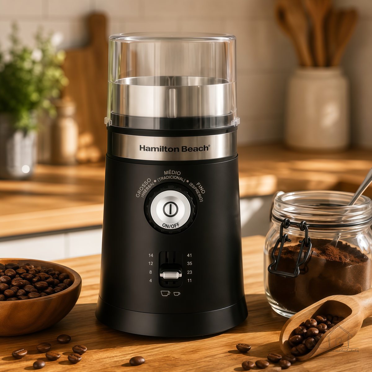 Moedor de Café Automático Ajustável com Controle de Granulação - Cuba Removível e 2 Lâminas em Aço Inox - Hamilton Beach