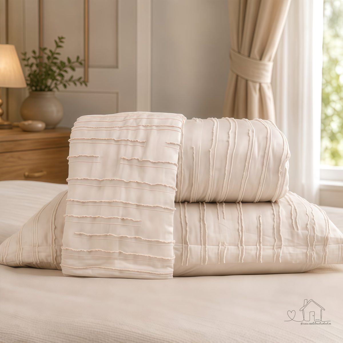 Colcha Essence Tessi Kit  com 3 Peças | Cobre-Leito Matelado Casal Queen King com 2 Porta-Travesseiros