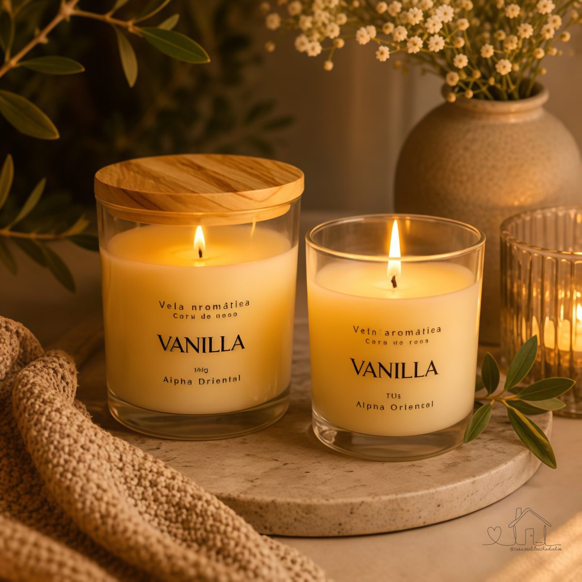 Kit 2 Velas aromáticas artesanais PREMIUM 150g com especiarias e tampa de madeira - Kit 2