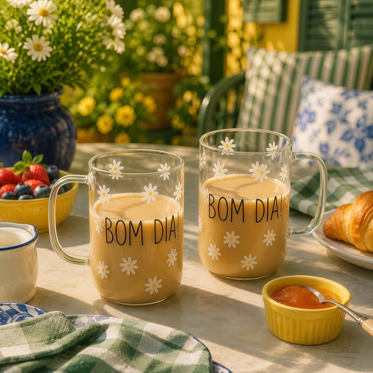 Canecas / Xícaras Grande para Café e Chá de Vidro - Bom Dia Wolff 280ml - Conjunto Jogo 2