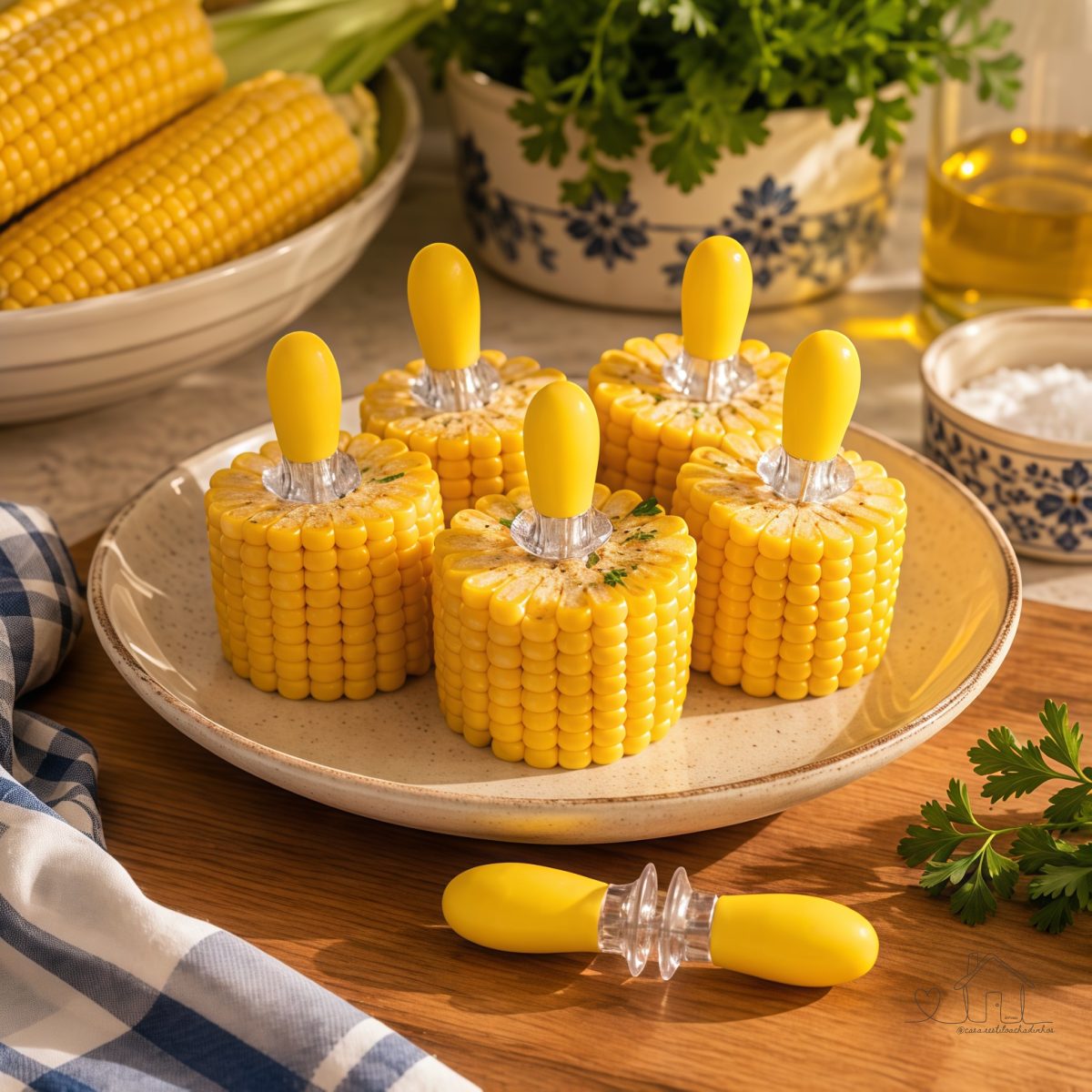 Porta Milho, Cobertura Espetos De Garfo  de Aço Inoxidável - 1 Par