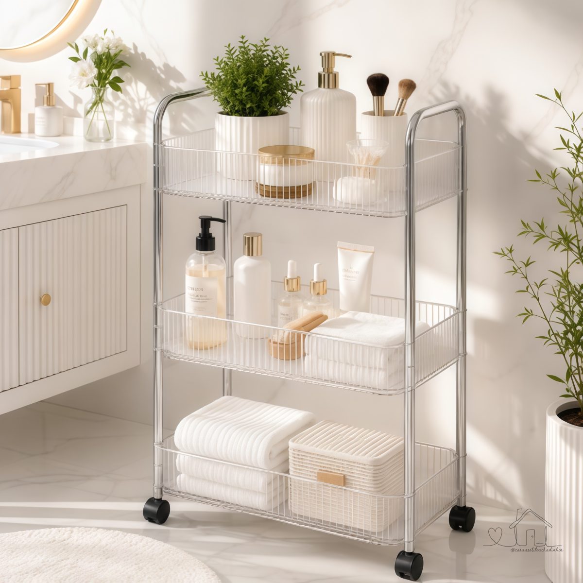 Carrinho Organizador Multiuso 3 Andares com Rodinhas Prateleiras Acrílico