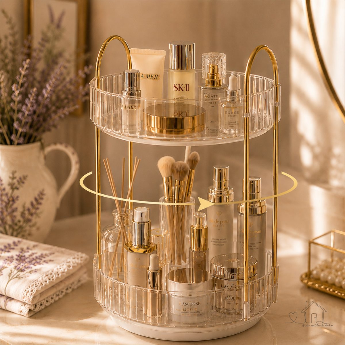 Organizador de Maquiagem Giratório – Suporte Multiuso 2 ou 3 Andares p/ Cosméticos e Perfumes