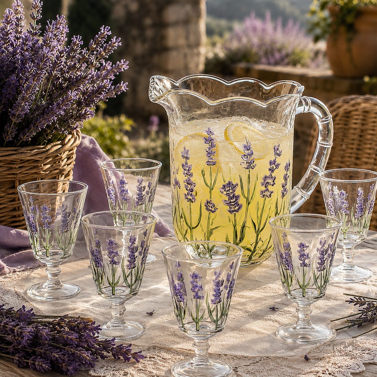 Jogo de Taças e Jarra de Cristal Lavanda 7 peças - Lyor