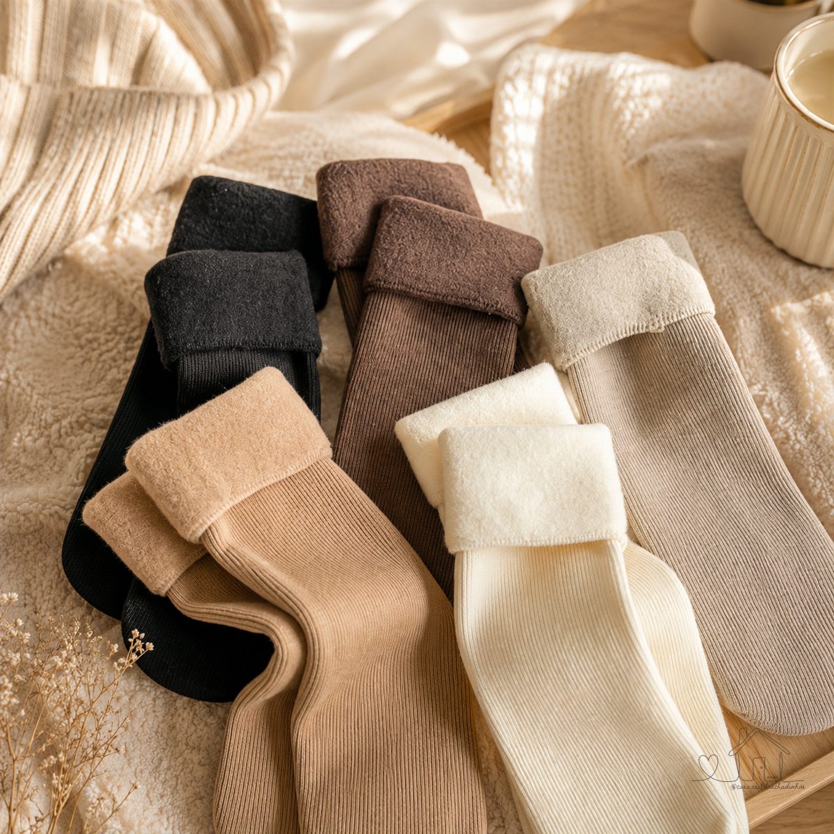 Pares Meias de Inverno Térmica Grossa Quente Frio - Neve Forrada Fofinha - Kit 2, 4, 6,