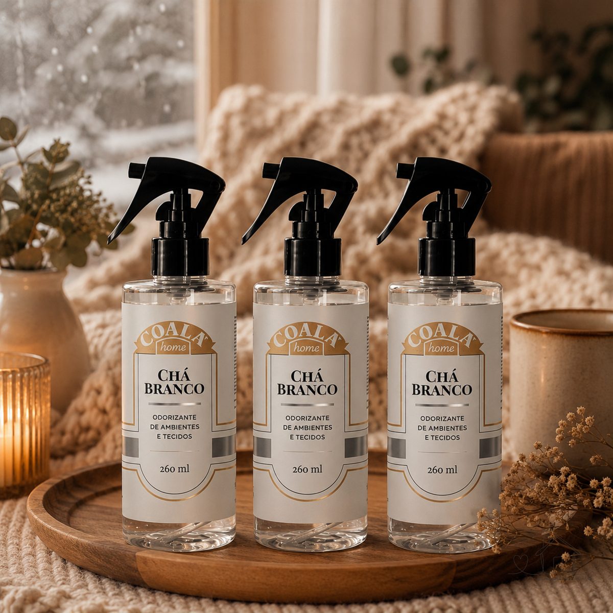 Aromatizadores Spray Coala -  3 unidades -Chá Branco - Ambientes / Tecidos