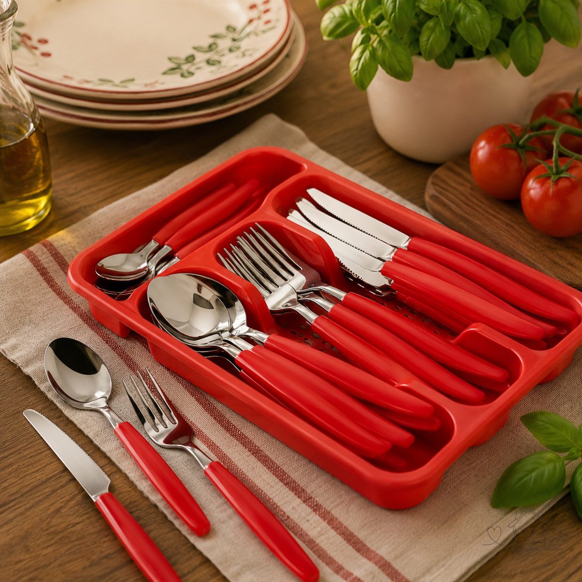 Jogo De Talheres 25 Peças Inox Conjunto Faqueiro Com Porta Garfos Colheres E Facas