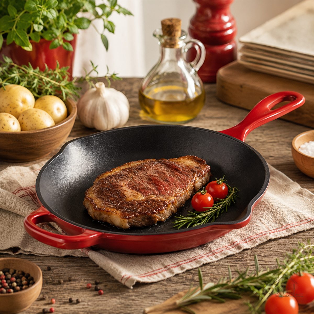 Mollycook Frigideira De Ferro Esmaltado Indução 27cm Antiaderente Frigideira Vermelho