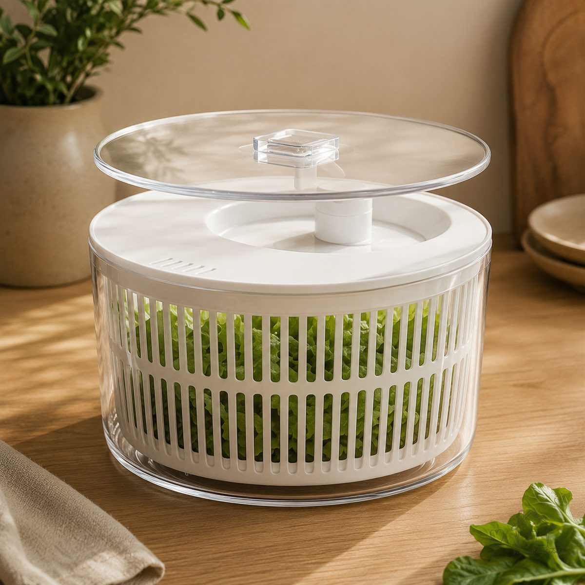 Secador de Salada 5,5l (Centrifuga) com Tampa de Acrílico - Manual Giratório e Organizador de Geladeira