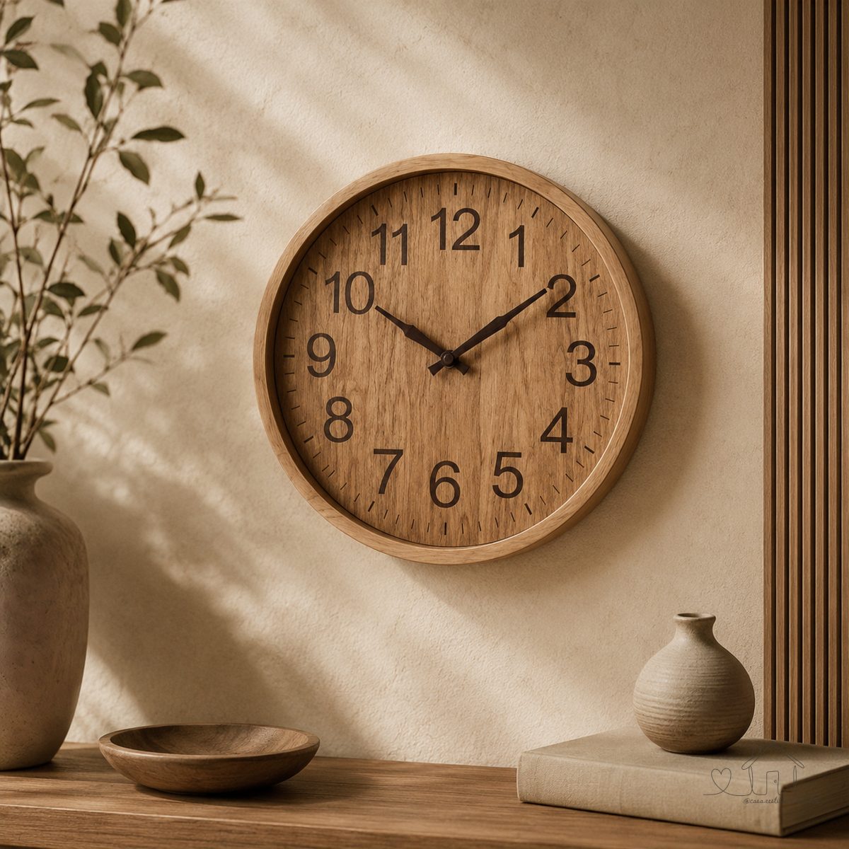 Relógio de Parede 30cm Estilo Madeira Rústico Wood Lyor 1540 – Marrom, ideal para decorar ambientes.