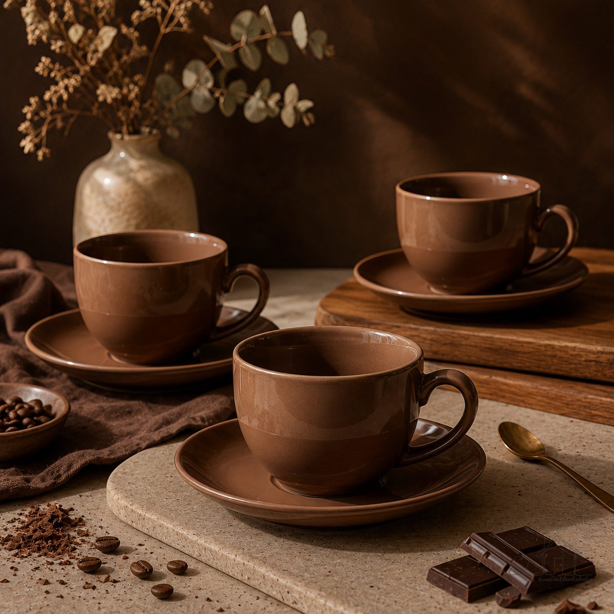 6 Xícaras de Café 90 ml Caramelo Rústico