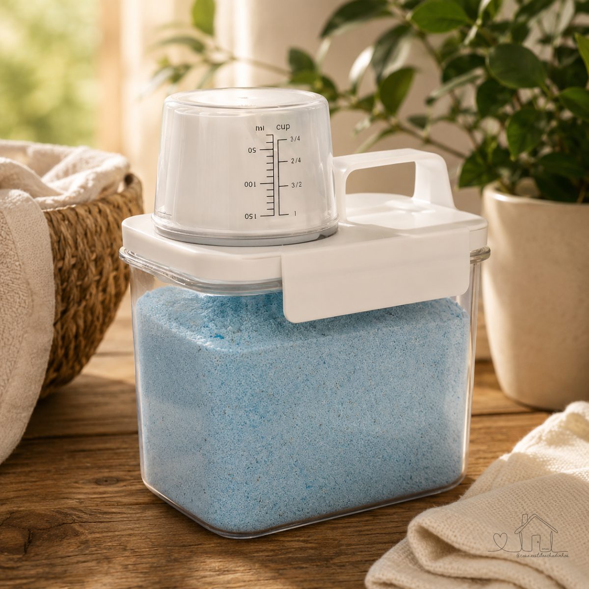 Porta Sabão em Pó Oikos 1,1L, Transparente | com Copo Dosador, com Trava