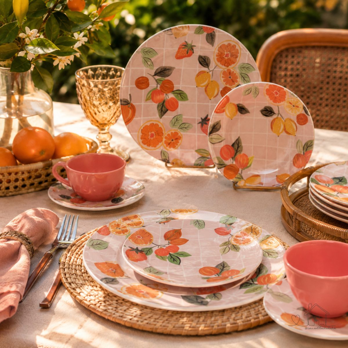 Aparelho de Jantar Oxford Cerâmica Piquenique 20 Pç Cor Estampado