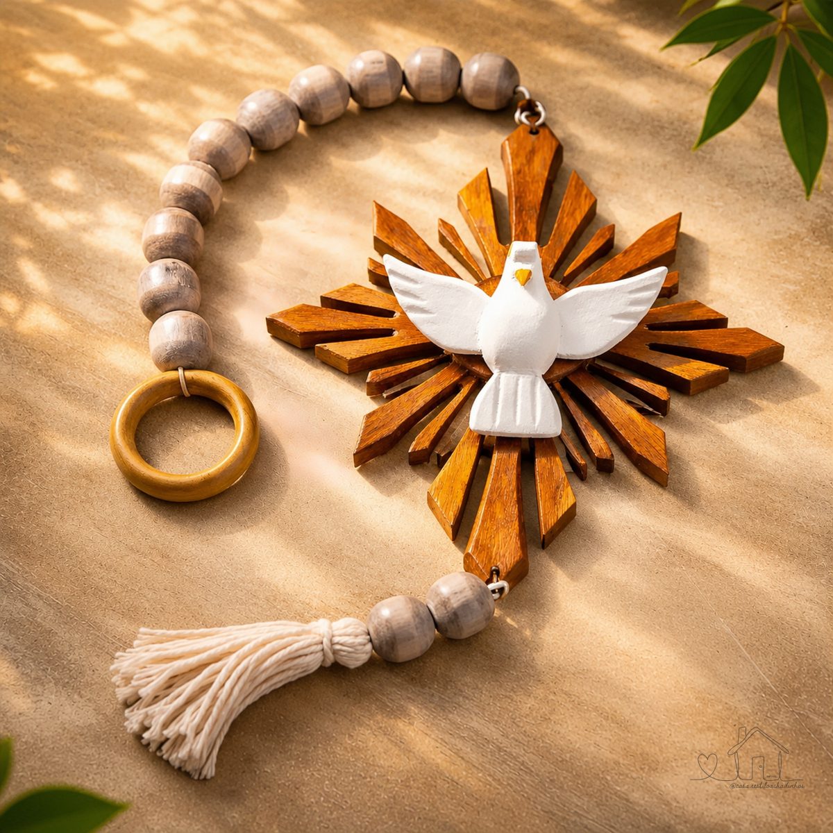 Colar Decorativo Mesa Divino Espirito Santo Madeira Rustico