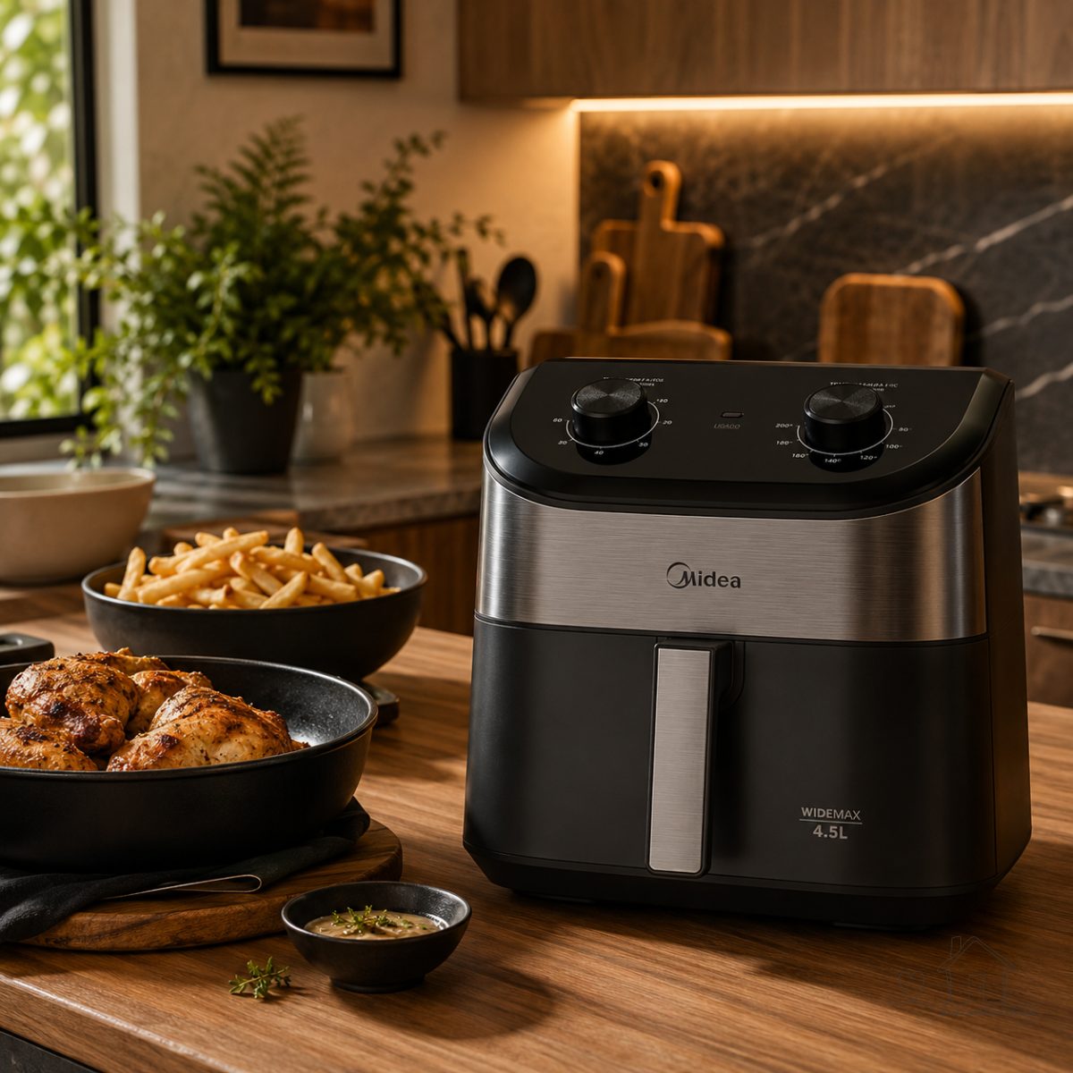 Fritadeira Air Fryer 4,5l Widemax Com Interior De Alumínio 1500w Midea