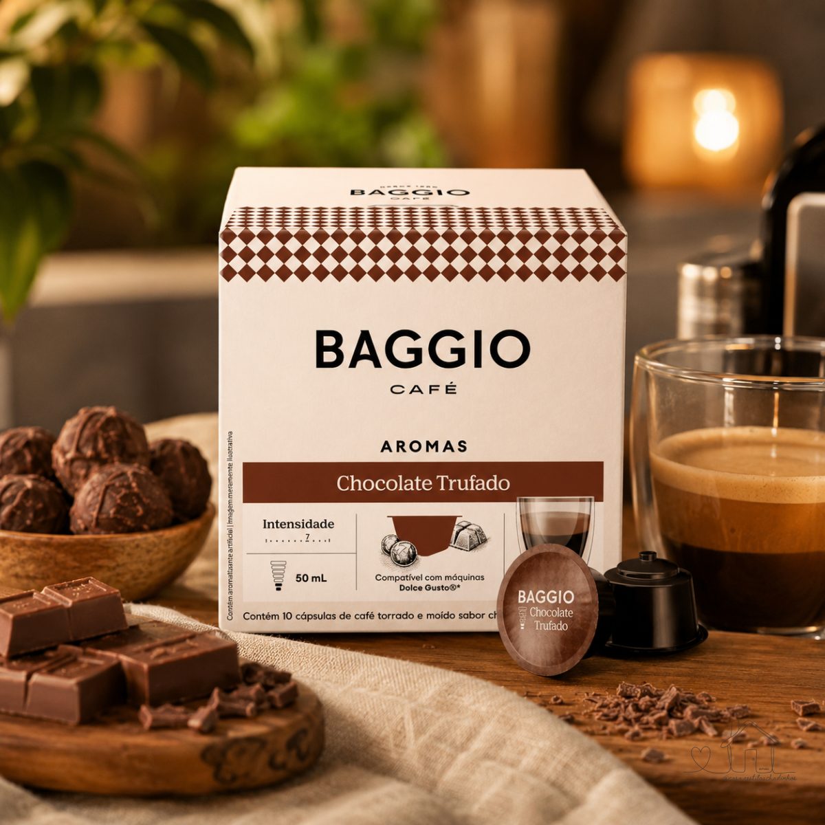 Cápsulas de Café Baggio Café Aroma Chocolate Trufado | Compatível Com Máquinas Dolce Gusto, Contém 10 Cápsulas