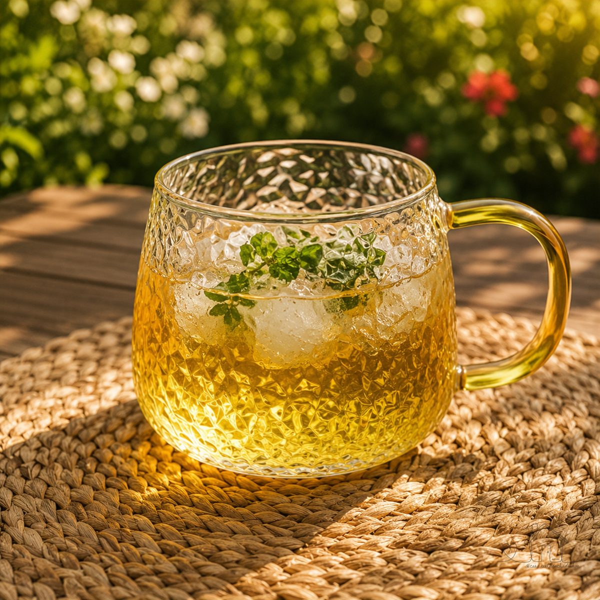 Xícara Copo de Vidro Borossilicato 350ml Transparente - Alça Dourada - Luxo