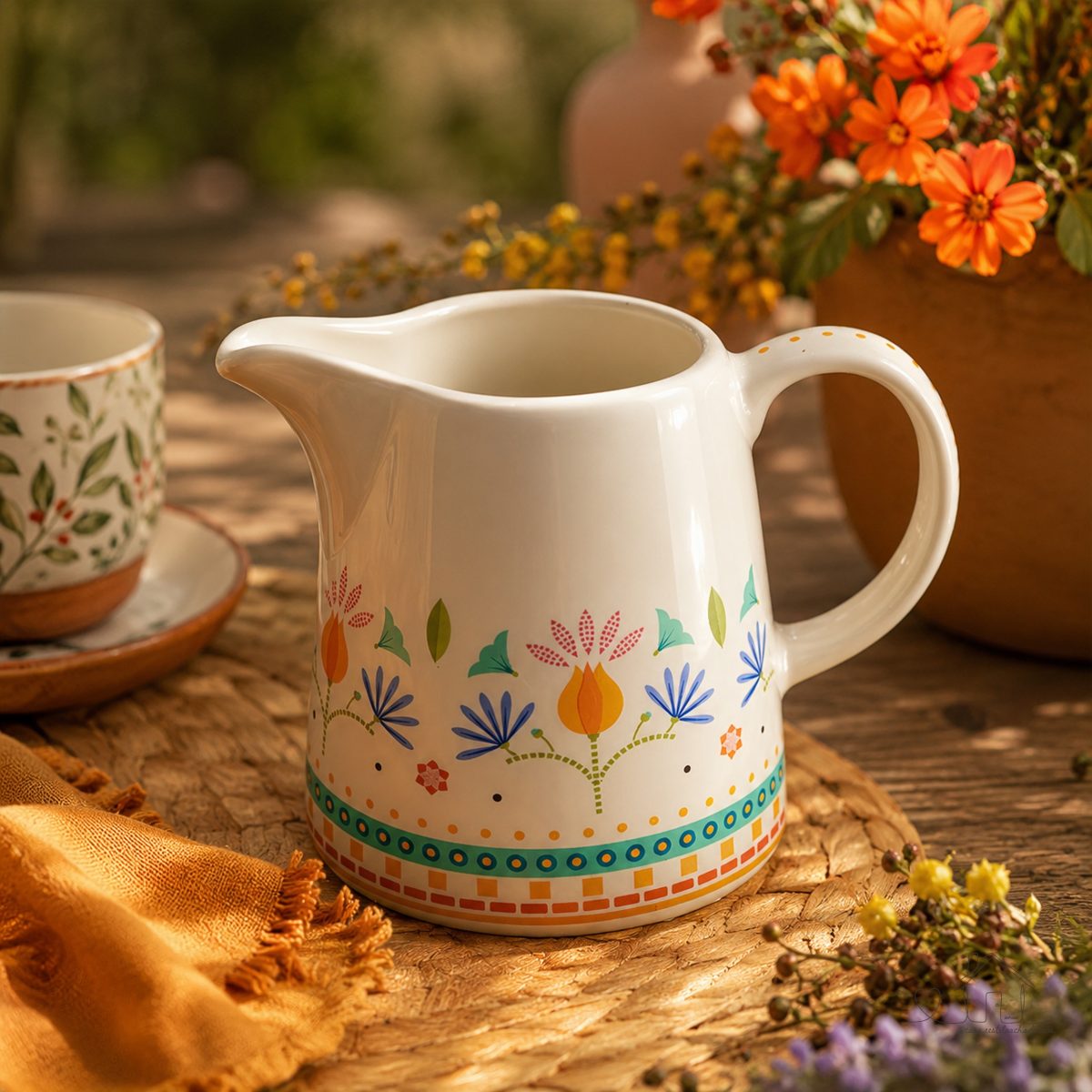 Leiteira Jarra Porcelana Fiore Jarrinha Leiteira Molheira Creme