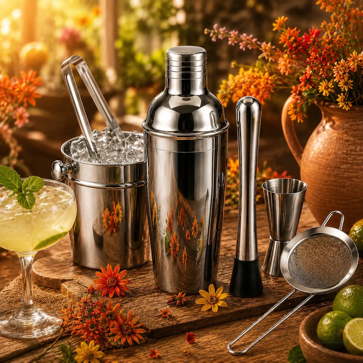 Kit Caipirinha Profissional 7 Peças Inox Coqueteleira 750 Ml