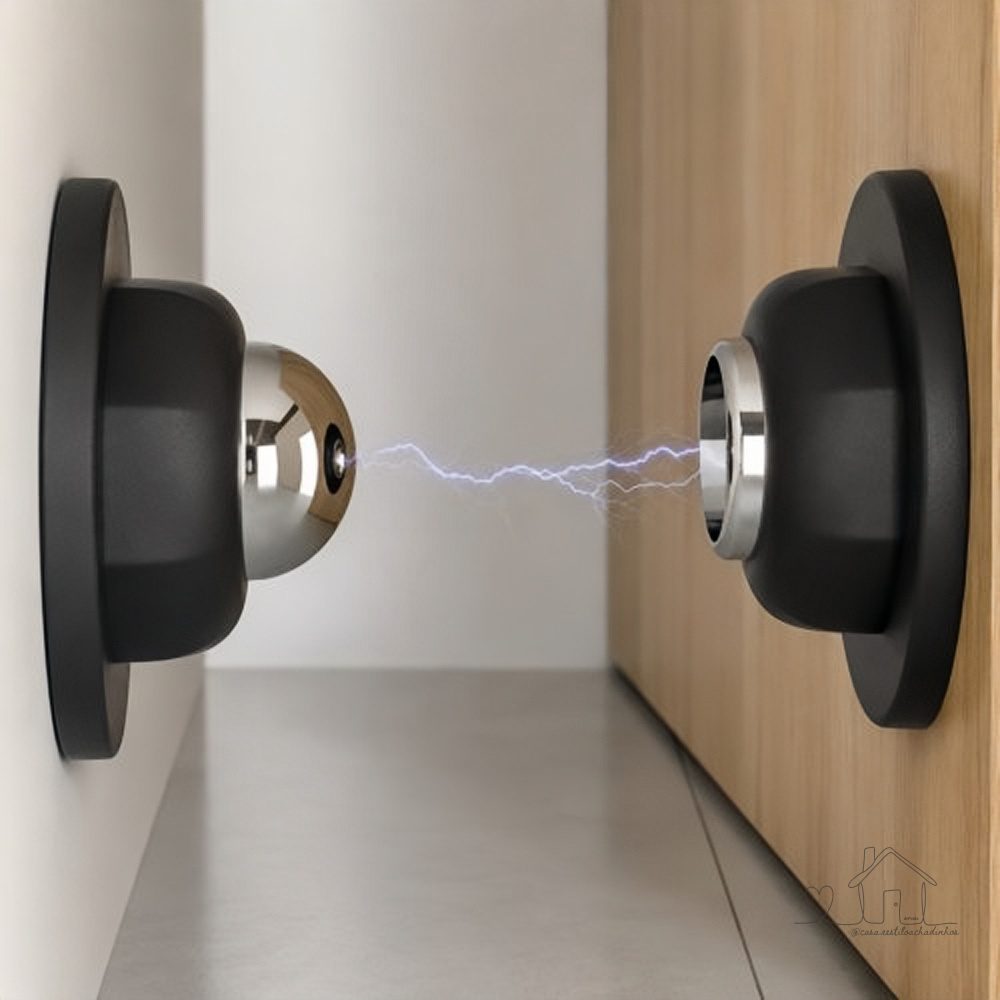 Trava Magnética De Porta Forte Anti Impacto – Sem Barulho Com Adesivo Ou Parafuso Inox 304