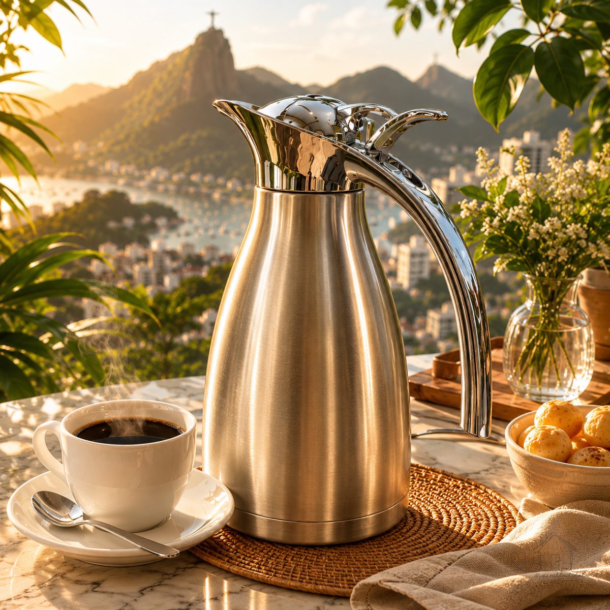 Garrafa Térmica Inox 1,2L com Tampa - Aço Inox Resistente
