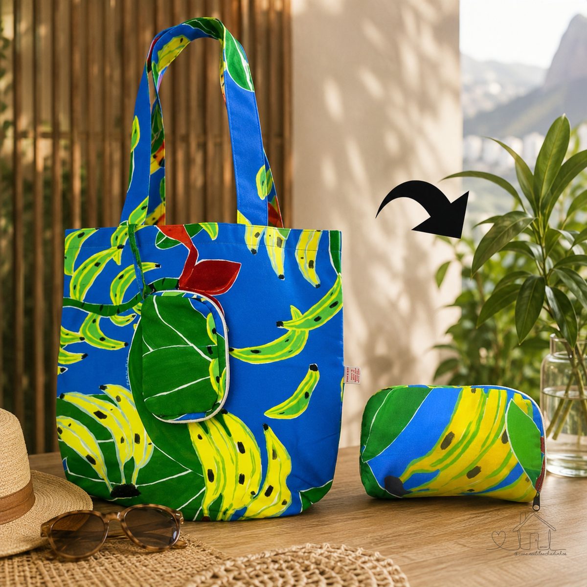 Ecobag Dupla Face com Necessaire Integrada - Upcycling