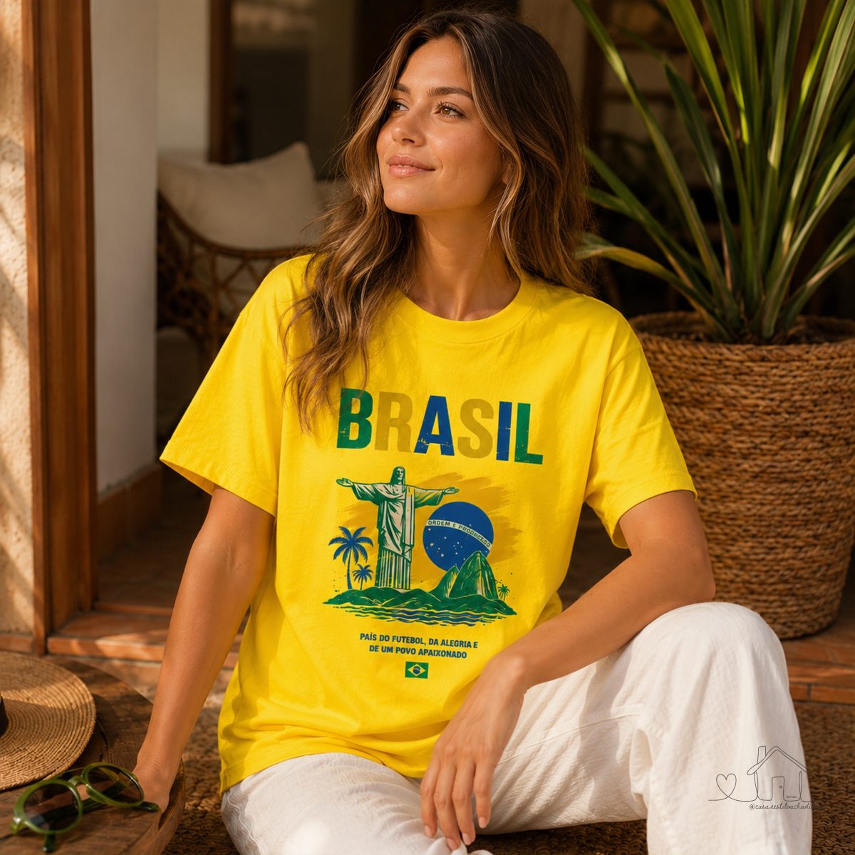 Camisa Camiseta Feminina Blusa Brasil Rio de Janeiro Verde Amarelo Cristo Redentor Copacabana