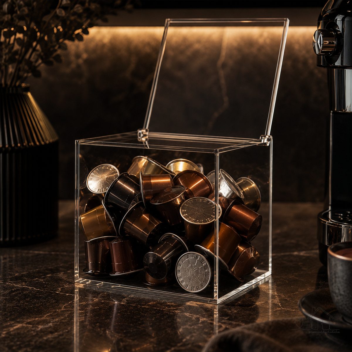 Porta Capsulas de Café - Cubo Acrílico com Tampa