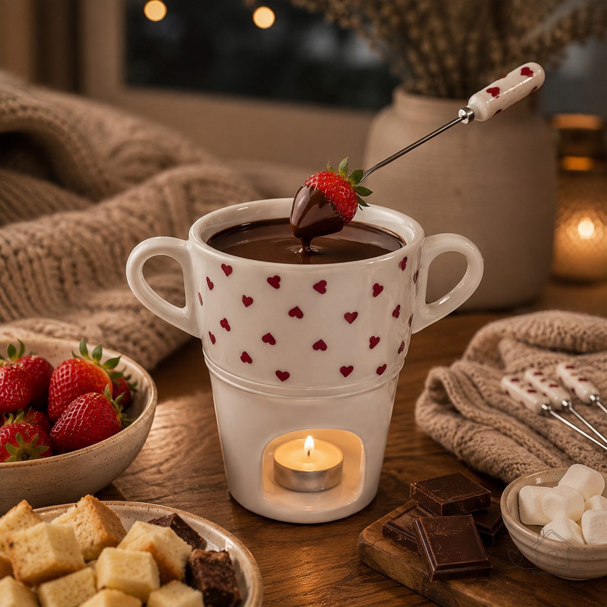 Caneca Fondue 250ml Porcelana Chocolate e Queijo