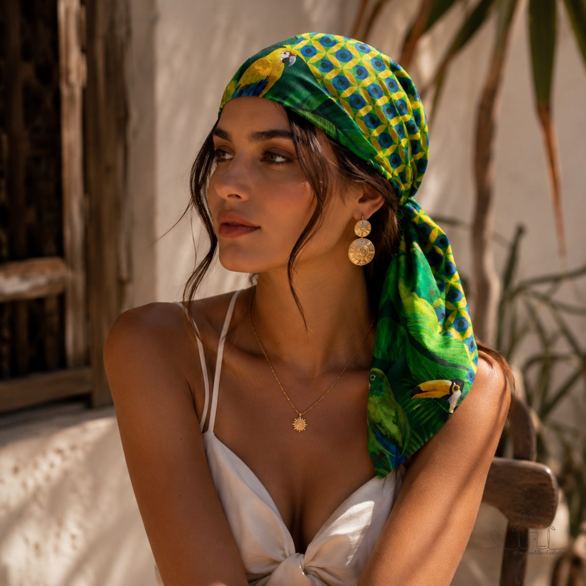 Lenço Bandana Helanca Premium Brasil Copacabana Carioca Estampado 60cm e 90cm Cabelo Cabeça Pescoço