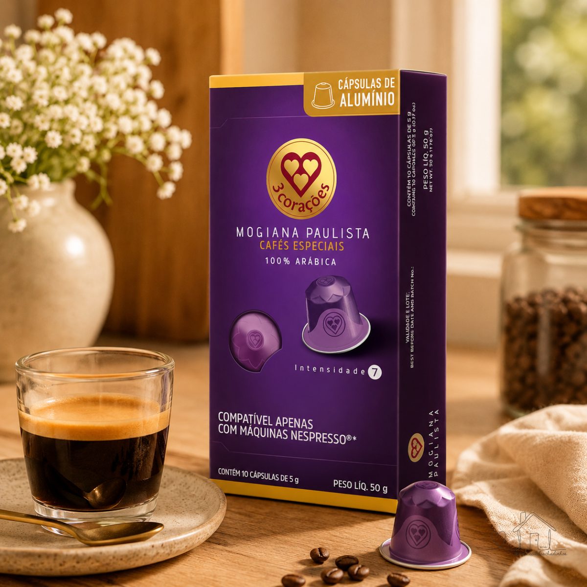 Cápsulas de Café 3 Corações Mogiana Paulista | Compatíveis com Nespresso, Contém 10 Cápsulas