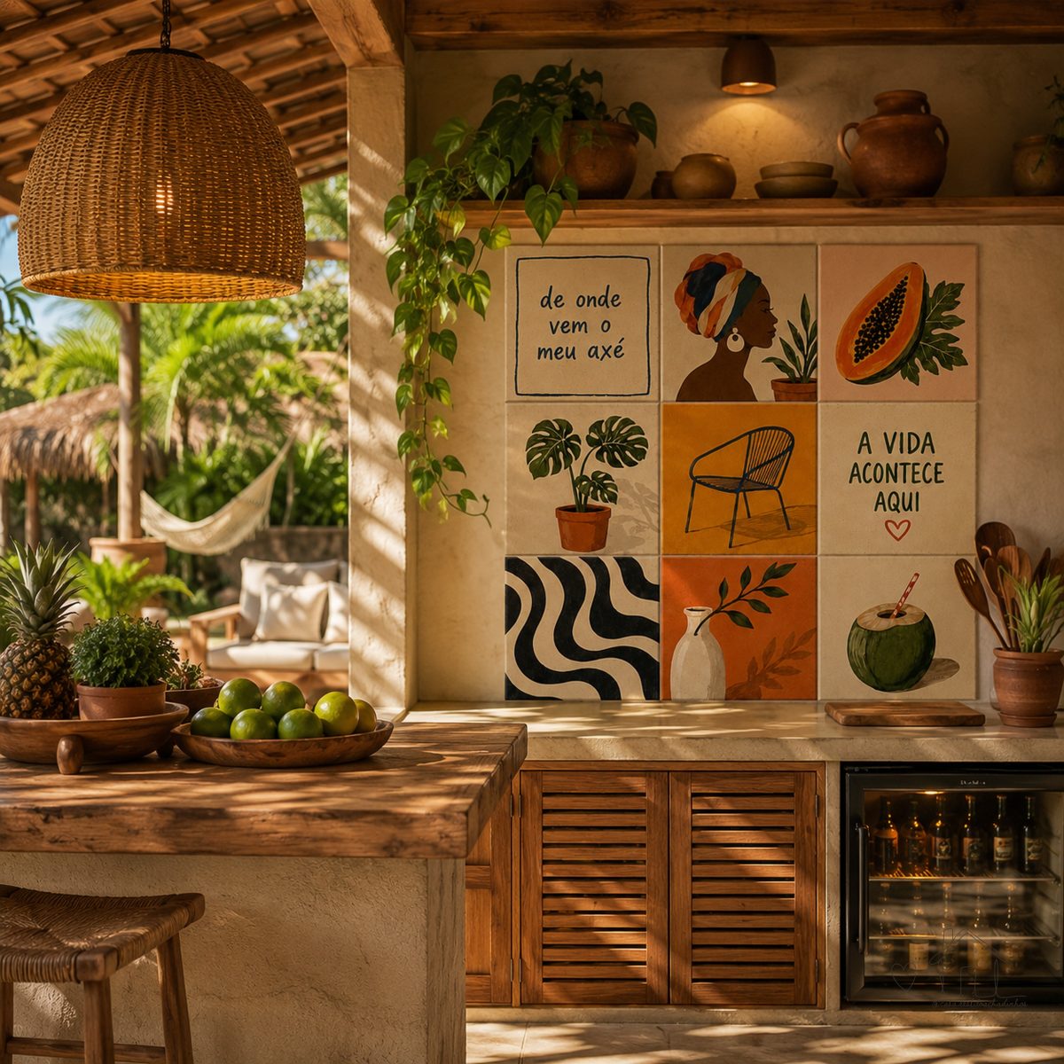 Azulejo Quadro Decorativo Axé Tropical Frases e Artes Brasileiras | Escolha Seu Modelo
