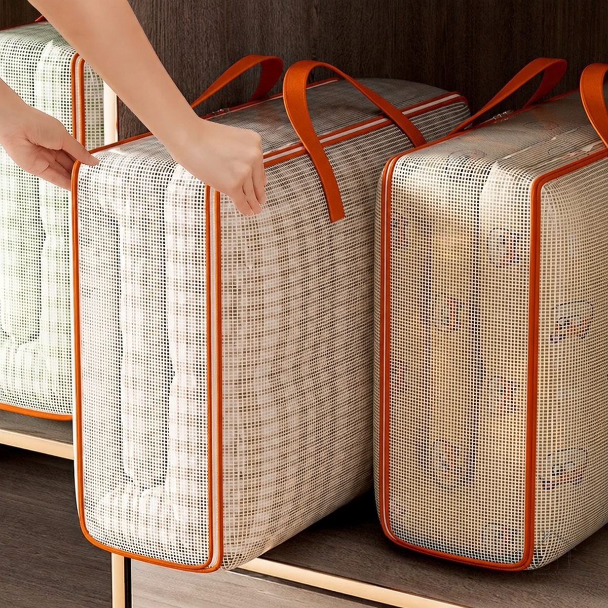Saco Organizador para Cobertor 60x50x28cm Impermeável Zíper Duplo