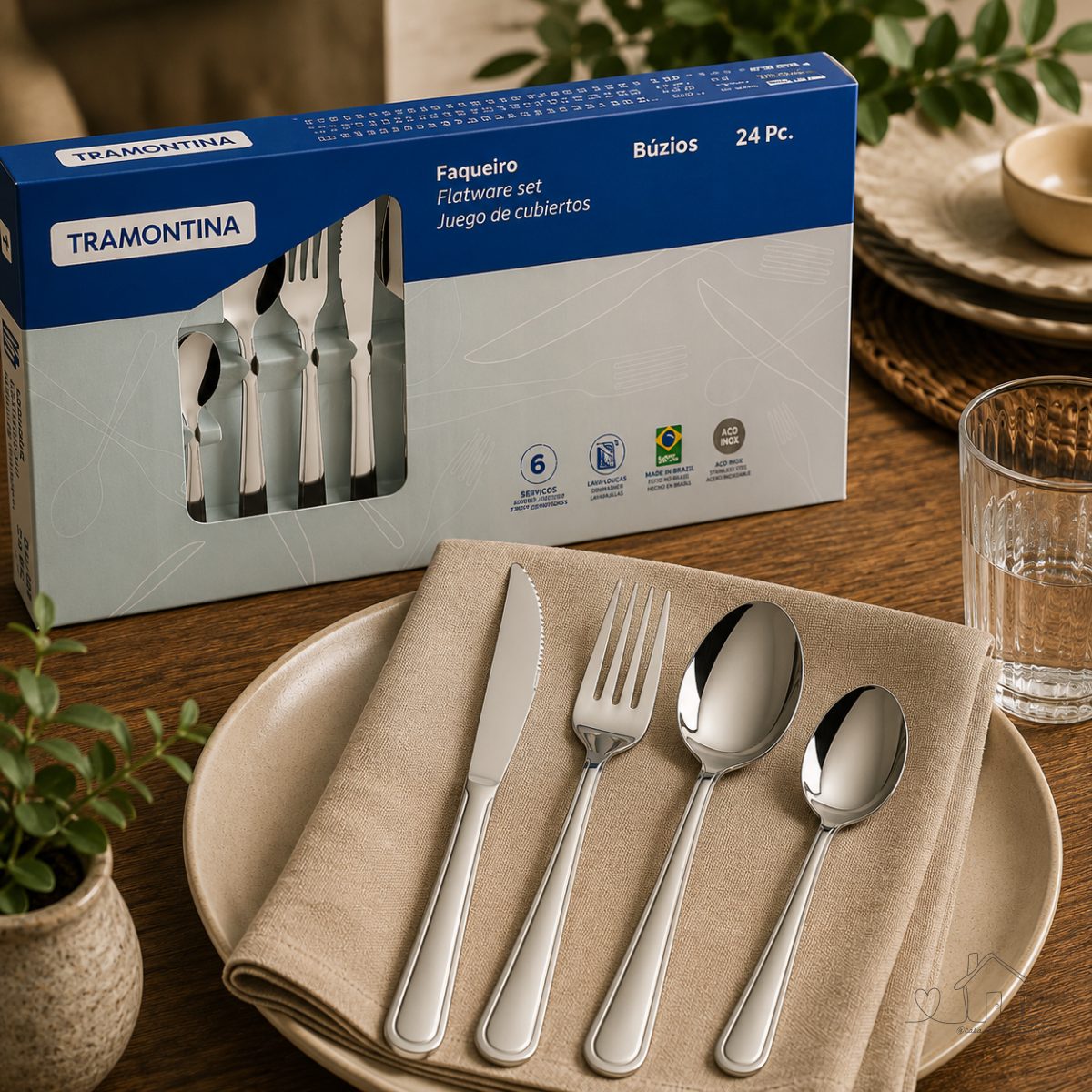 Kit Conjunto Jogo De Faqueiro Búzios 24 Peças Aço Inox Tramontina