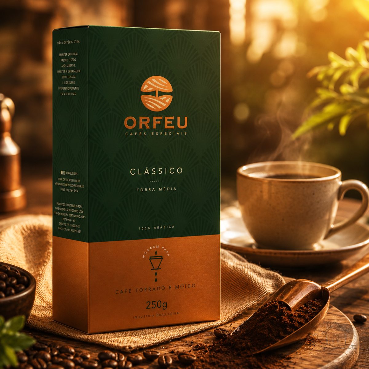 Café Clássico Orfeu Torrado e Moído, Torra Média | 100% Arabica, 250g