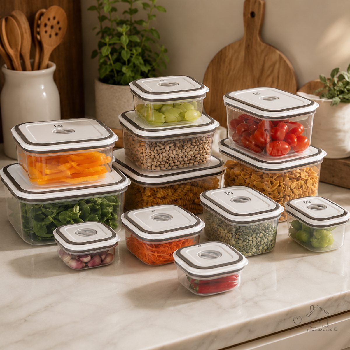 Kit 12 Potes Herméticos de Plástico Retangulares Electrolux | Multiuso, Vedação Silicone, BPA Free