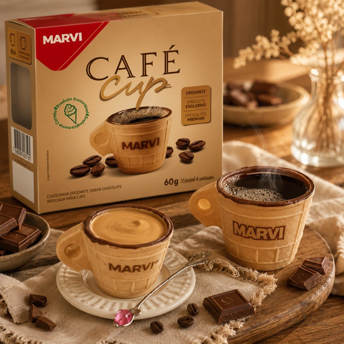 Xicara Casquinha Café Cup Com Chocolate Marvi Com 6 Unidades