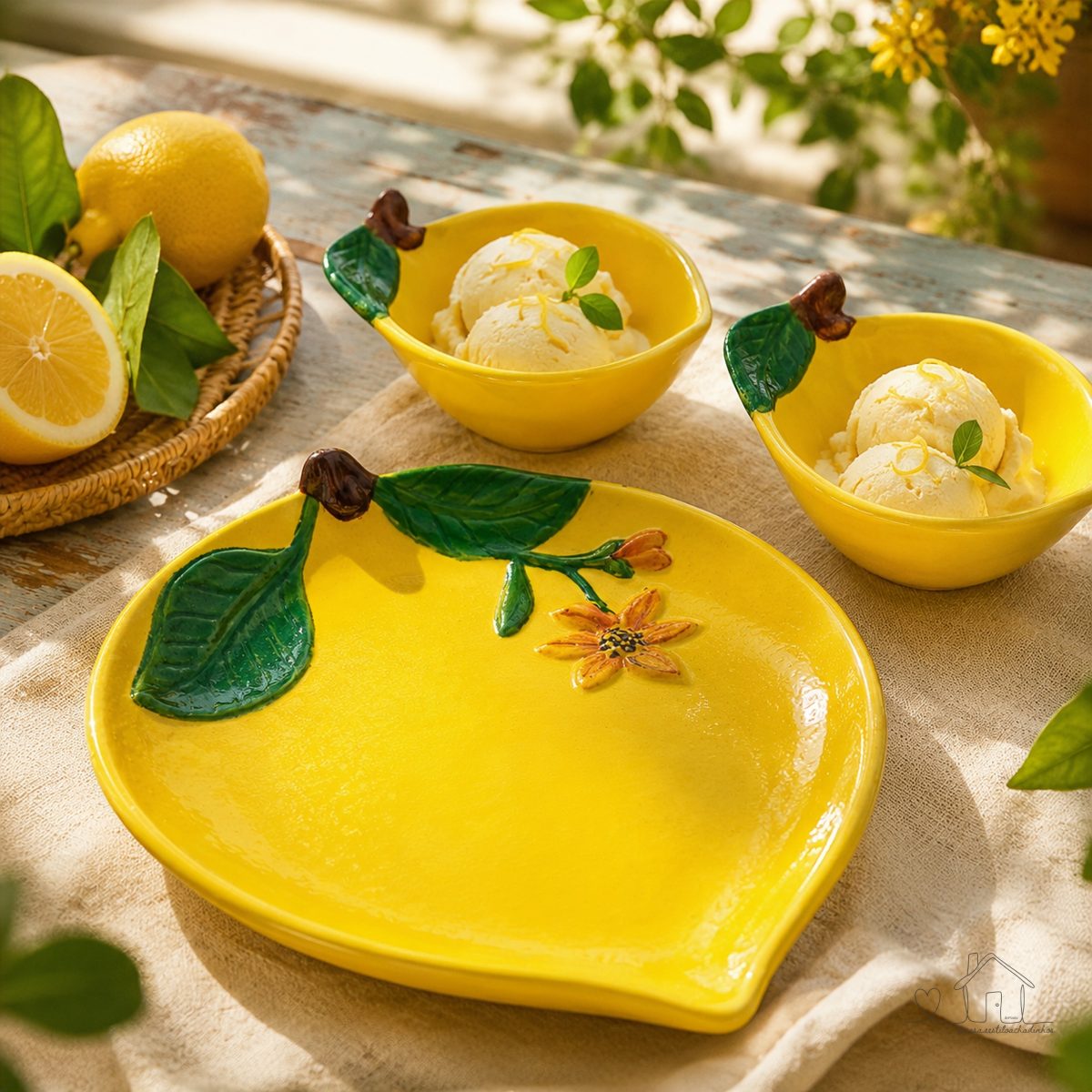 Conjunto Limão Siciliano Sobremesa 1 Travessa + 2 Bowls