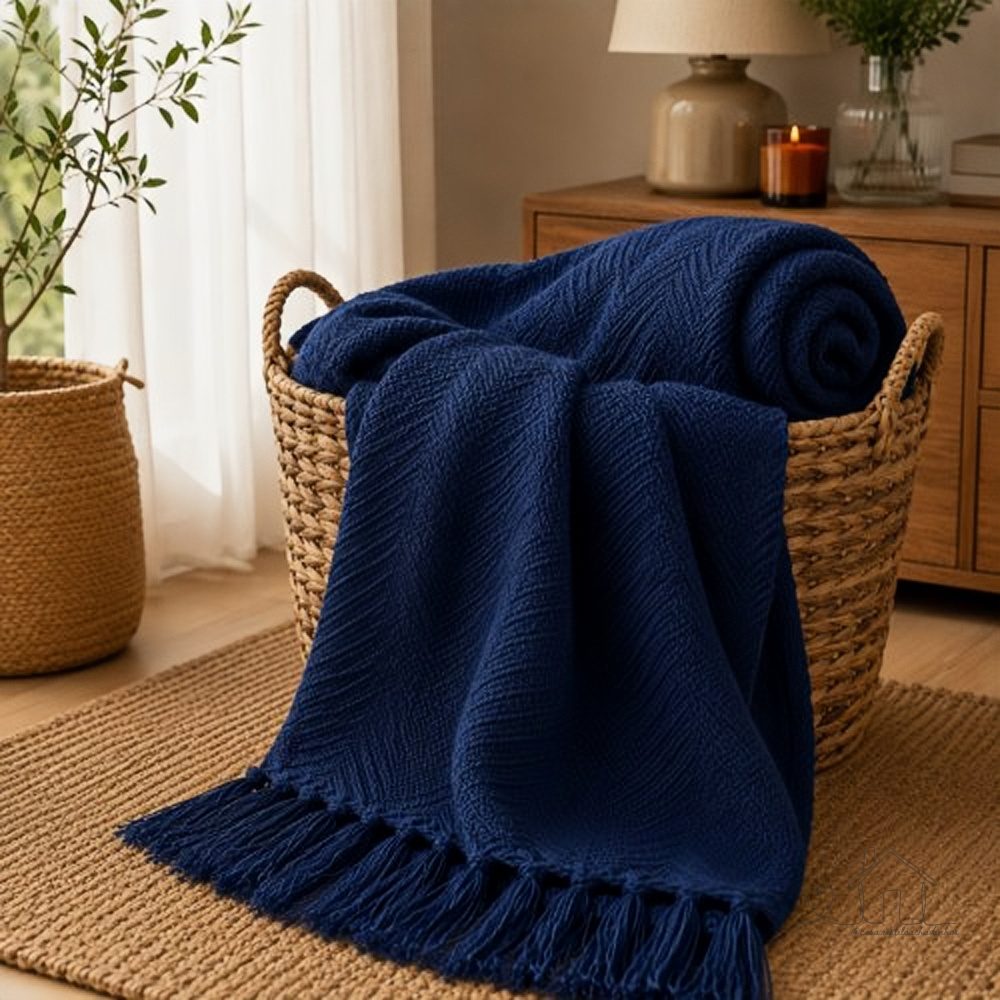 Manta Decorativa Escama Elegante para Sofá, Cama e Poltrona 100% Algodão