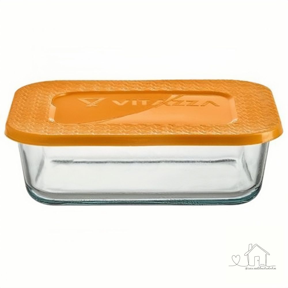 Pote Vidro 2.4 Litros Retangular Com Tampa Plástica Round Vitazza